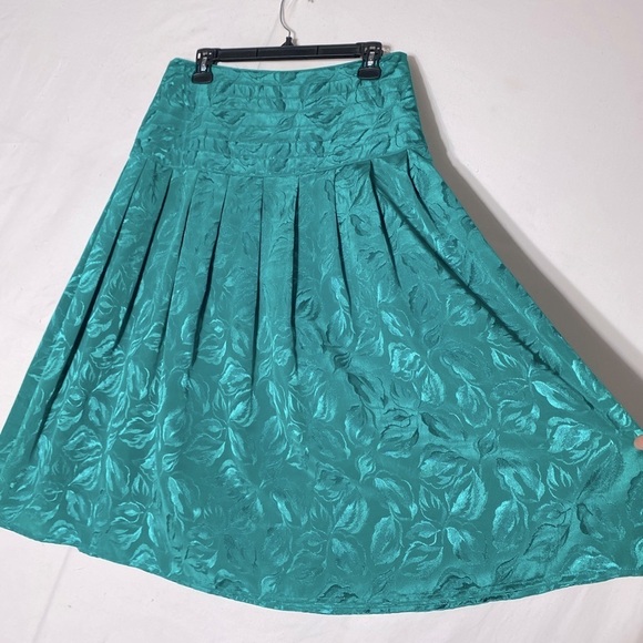 Vintage The French Fact Turquoise Floral Jacquard Skirt Set M - Picture 6 of 15